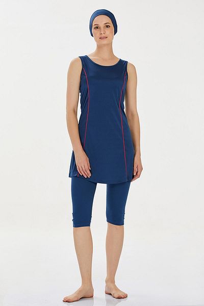 REMSA Zero Sleeve Semi Covered Swimsuit Marga 9098 Light Navy