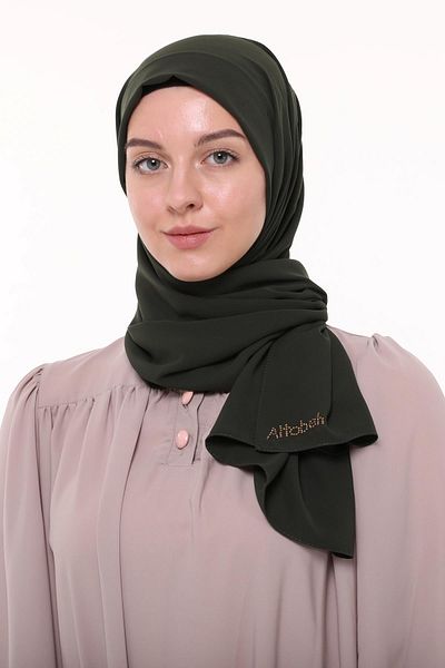 Altobeh Medina Dark Khaki Silk Flat Hijab Σάλι