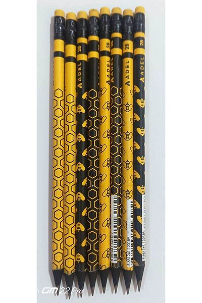 Adel Pencil Blackline Bee 2B Patterned Eraser (8 pieces)
