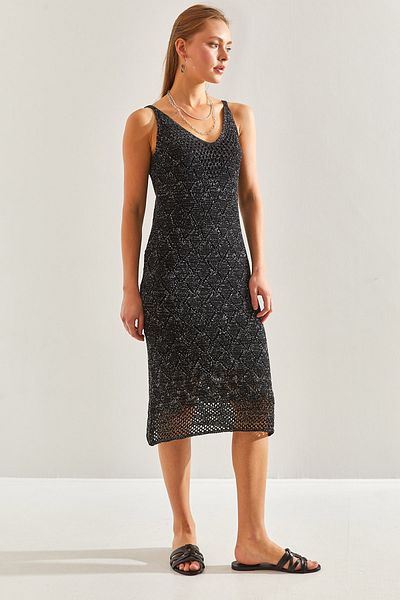 Bianco Lucci Glittery Strappy Γυναικείο Πλεκτό Φόρεμα -20246071