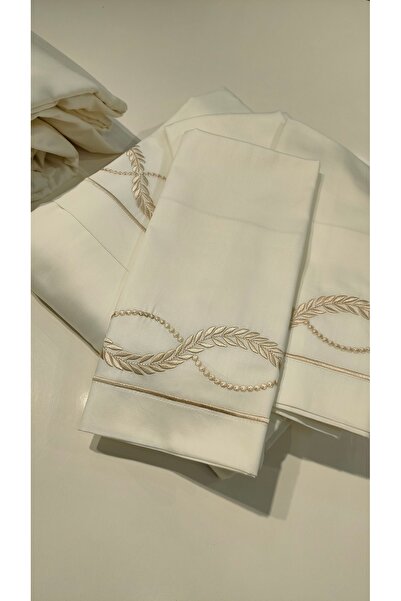 incisecrethome 100% Cotton Satin Embroidered Duvet Cover Set - Double Size // 6 Pieces / Elegant Dowry Set/