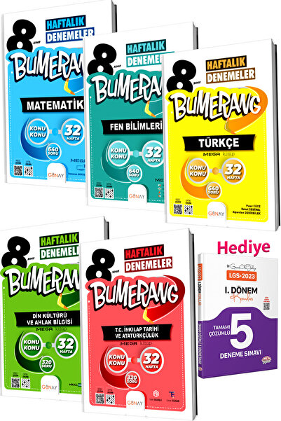Günay Yayıncılık 2024 Günay 8.Sınıf Bumerang 32 Haftalık Deneme Seti 5 Kitap ...