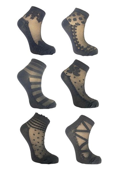 footmania Комплект дамски чорапи от тюл с шарки 6 чифта