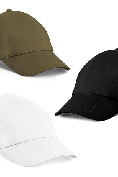 Eke Tekstil Unisex Set of 3 Khaki, White and Black Color Baseball Cap