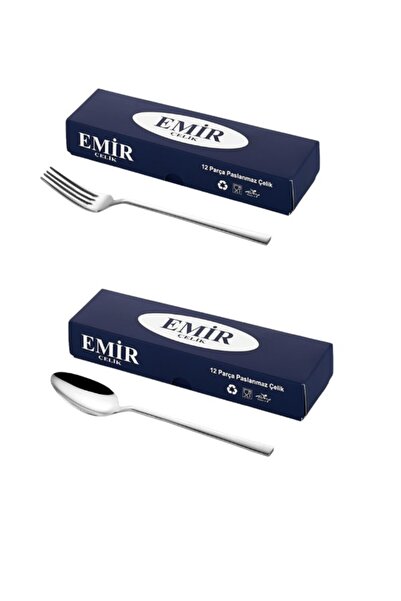 Emir Çelik Sidney Model Yemek Kaşığı ve Yemek Çatalı Seti 24 Adet