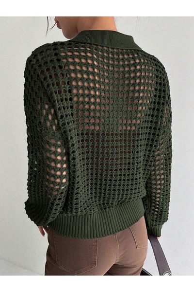 Dier Moda Dier Moda Mesh Buttoned Women's Knitwear Jacket 9003