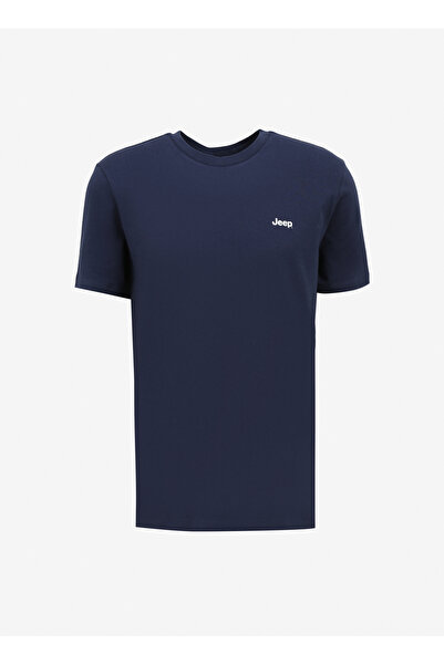 Jeep Lacivert Erkek Bisiklet Yaka Baskılı T-Shirt J4SM-TST7245