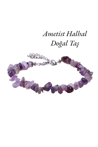 NBS Beautiful Naturel Stones Amethyst Anklet Natural Stone Real (positive, happiness)