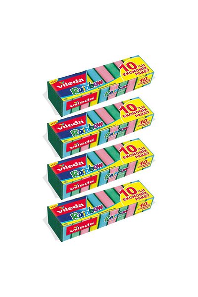 Vileda 10-Piece Rainbow Economical Dish Sponge 4 Pack