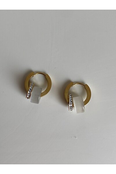 Owentis أقراط كاي دائرية أنيقة مطرزة بالخرز الذهبي الفولاذي -غير مشوّهة-