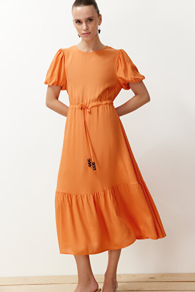 Trendyol Collection Tile Gather Detailed Flounce Maxi Woven Dress TWOSS24EL00435