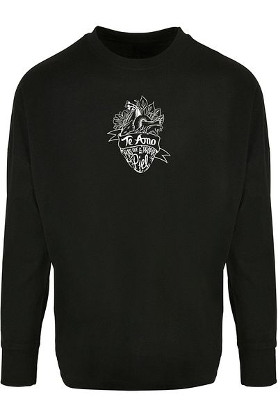 Merchcode Herren Ladies Frida Kahlo - Te amo outline Oversized Cut On Sleeve Longsleeve
