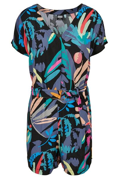 Urban Classics Damen Jumpsuit mit kurzem Schnitt und Gürtel aus Viskose