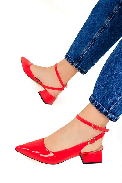 SOHO Red Patent Leather Women's Classic Heeled Shoes 19107