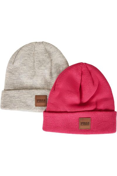 Urban Classics Damen Logopatch Beanie Kids 2-Pack