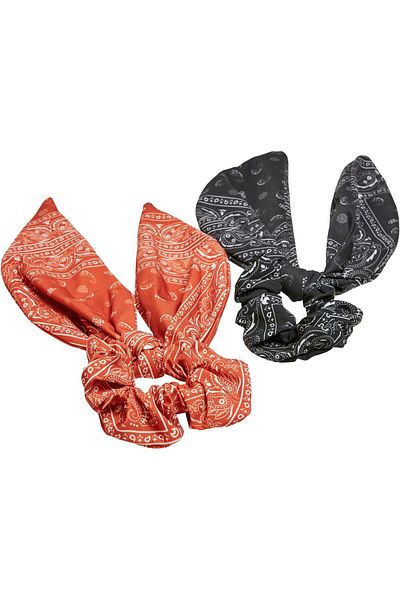 Urban Classics Accessoires Bandana-Print Scrunchies mit XXL-Schleife 2er-Pack