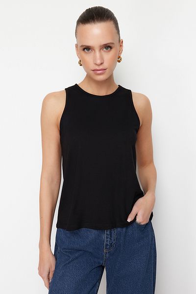 Trendyol Collection Black Regular/Normal Fit Crew Neck Knitted Blouse TWOSS24BZ00502