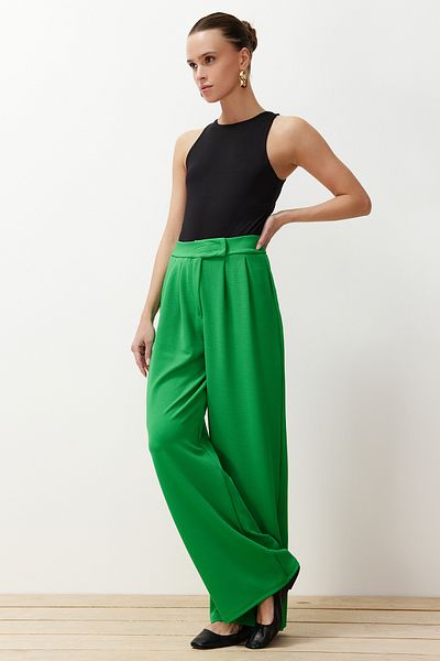Trendyol Collection Palazzo-Hose mit hoher Taille und Klettverschluss - weiter Schnitt TWOAW24PL00177