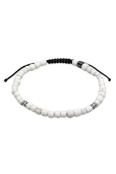 KUZZOI Fußschmuck Herren Heishi Glasperlen Textilband 925 Silber