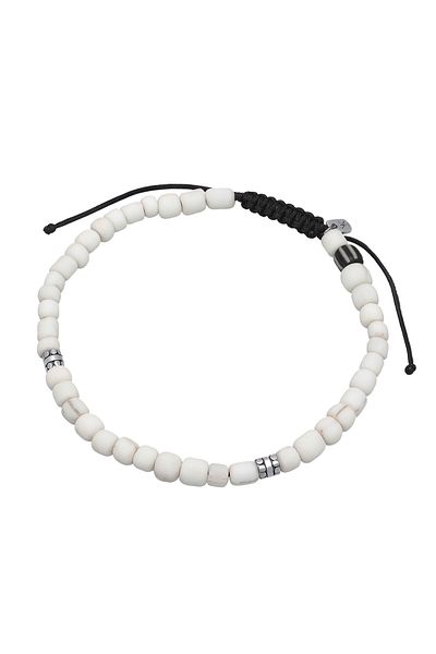 KUZZOI Fußschmuck Herren Heishi Glasperlen Textilband 925 Silber