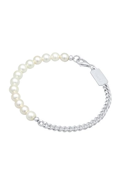KUZZOI 925 Silber Massiv Perlen Männer Panzerkette - Armband