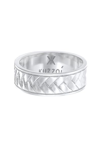 KUZZOI Ring Herren Bandring Fischgräten Vintage 925 Silber