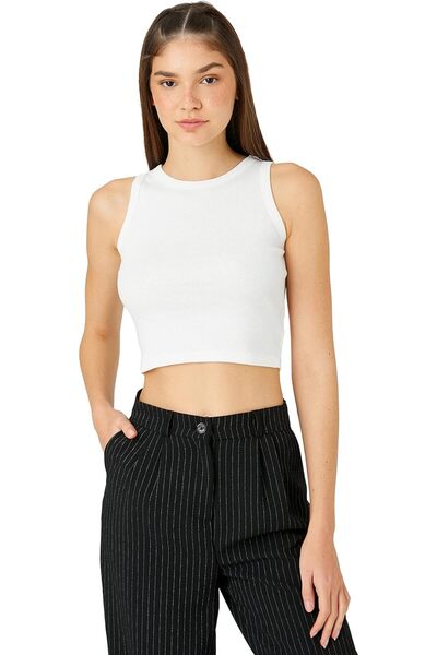 Store Κοντό αμάνικο φανελάκι με ραβδώσεις για γυναίκες