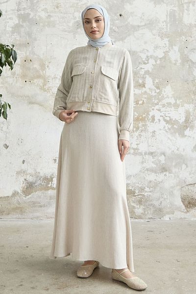 InStyle Set de in cu fustă jachetă cu dungi - albastru