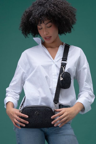 United Colors of Benetton Geantă crossbody de damă BENETTON neagră BNT1278