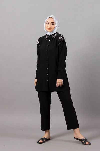 Stilife Jena Stone Detail Double Suit Black