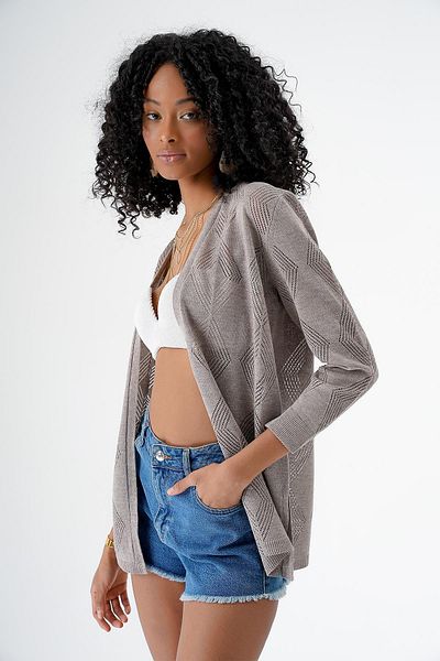 CHUBA Woman's Seasonal Slit Knit Cardigan Mink 24S156