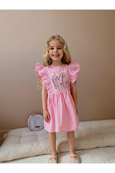 YİGİT BUTİK Rochie de fetita din stofa de in brodata Yigit Boutique