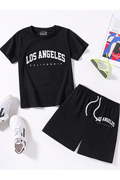 MKMODA Комплект къси панталони и тениска за момчета - летен ваканционен стил,...