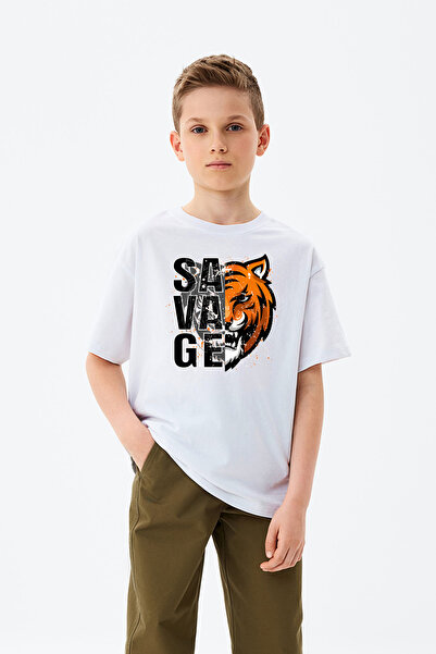 MYADA Tricou cu imprimeu Savage Tiger pentru baieti