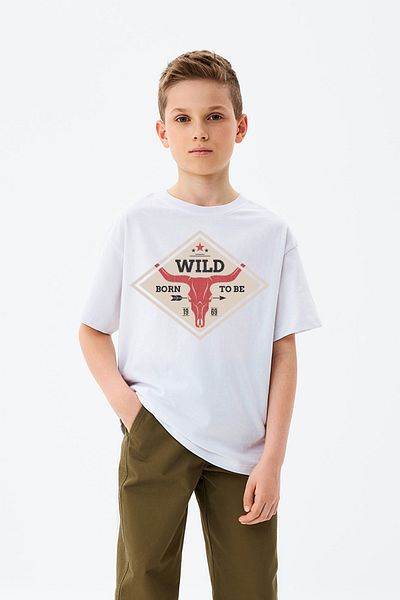 MYADA Tricou pentru băiat cu imprimeu Born to be Wild Skeleton