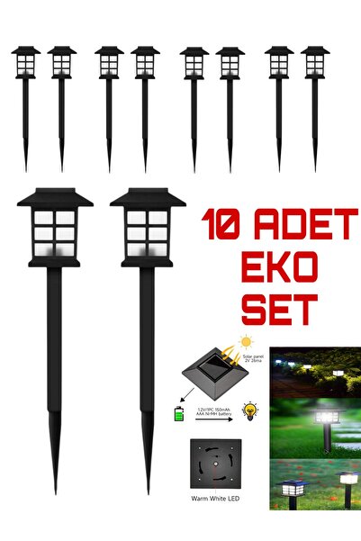 Kyrotech 10 ADET Solar Güneş Enerjili BEYAZ Led 5W Sokak Lambası Tasarımlı So...
