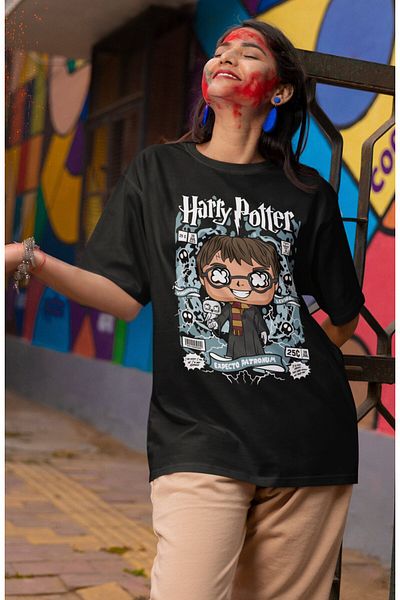 Fuddy Moda Tricou scris Harry Potter, tricou unisex mini Harry Potter imprimat film