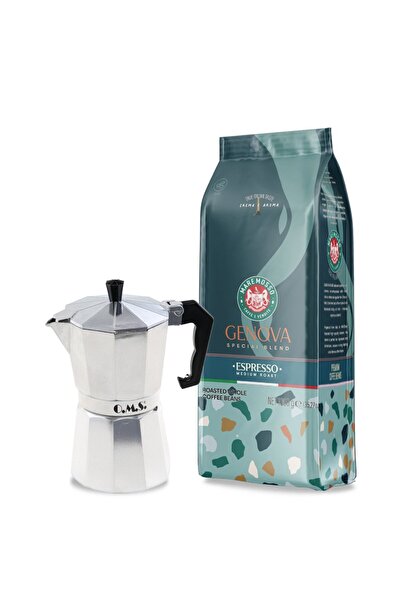 Mare Mosso Caffe ê Vendite Genova Espresso Coffee 1Kg & Moka Pot 6 Cup - Meta...
