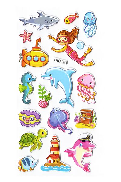 BearPear Αυτοκόλλητο με αυτοκόλλητο σετ Ocean World Colorful Fishes