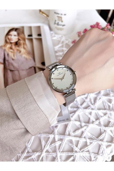 FERRO Silver Straw Cord Colorfast 30 Meters Water Resistant Special Design Women's Wristwatch 21926