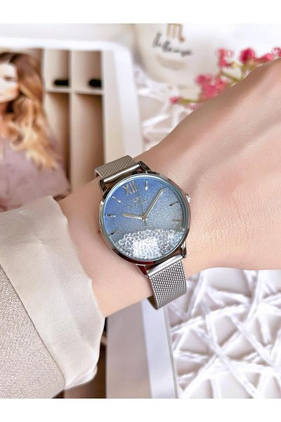 FERRO Silver Straw Cord Colorfast 30 Meters Water Resistant Special Design Women's Wristwatch 21934