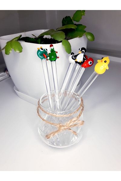 nazarboncuğu Luxury 6-Piece Glass Handmade Figured Teaspoon