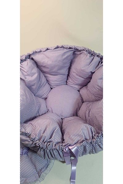 YS HOME TEKSTİL LILA COLOR POTY CHECKED YOGURT BEAMING CUSHION/OVERALL