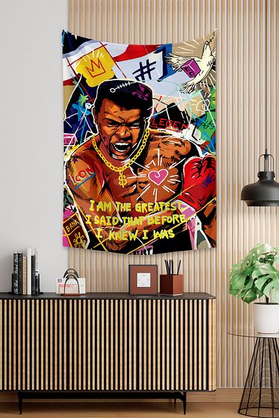 KanvasSepeti Muhammad Ali Pop Art Graffiti Wall Cloth - Texturat în ulei