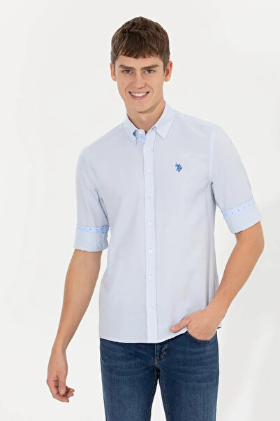 U.S. Polo Assn. Ανδρικό ανοιχτό μπλε μακρυμάνικο πουκάμισο
