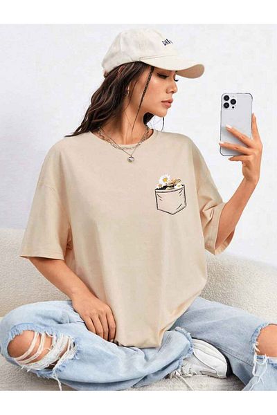WNWGKN Μπλουζάκι Unisex Oversize με φλοράλ στάμπα