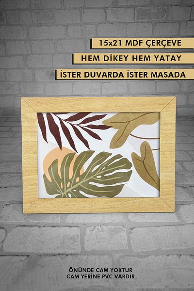 LAZER ART 10 PIECES OF 15X21 WOODEN FRAME BOIL TREE NATURAL WOODEN COLOR FRAME FOOTED FRAME