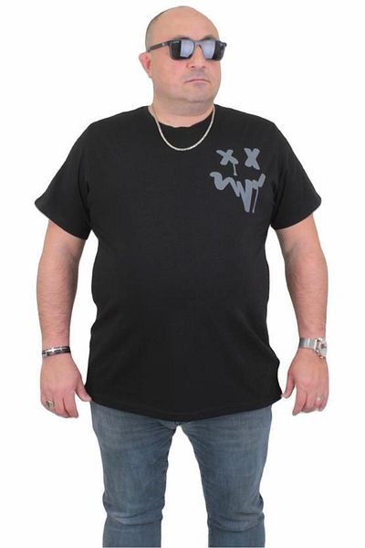 Starbattal Ανδρικό μπλουζάκι με λαιμόκοψη σε μεγάλο μέγεθος New Generation 24130 ΜΑΥΡΟ