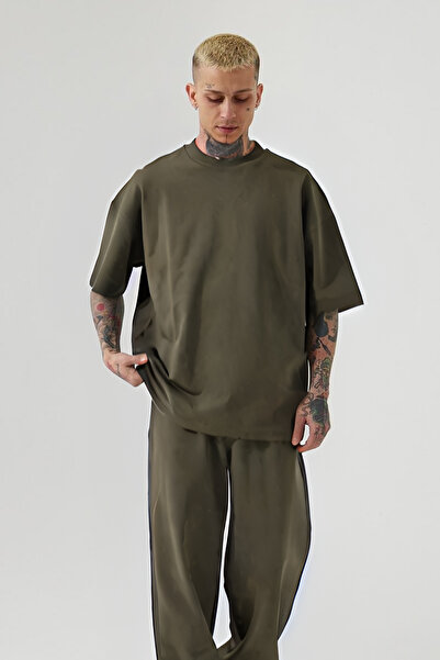 CMZ COLLECTİON Ανδρικό σετ πιτζάμες από χτενισμένο βαμβάκι, άνετο, oversized ...