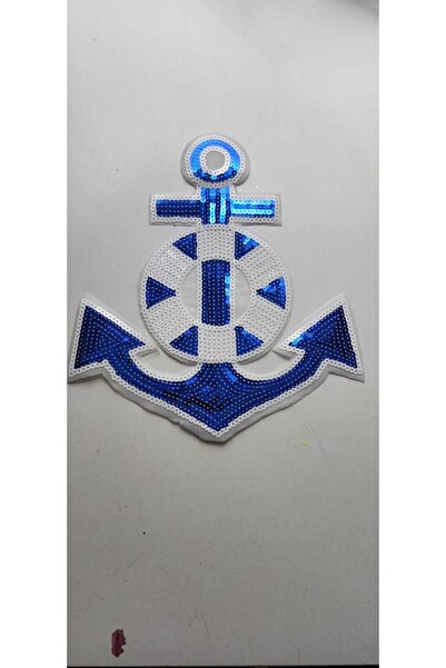 BERKE TUHAFIYE AKSESUAR En 23cm boy 26cm Ütüyle Yapışan Payetli Denizci Çapas...